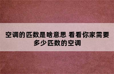 空调的匹数是啥意思 看看你家需要多少匹数的空调